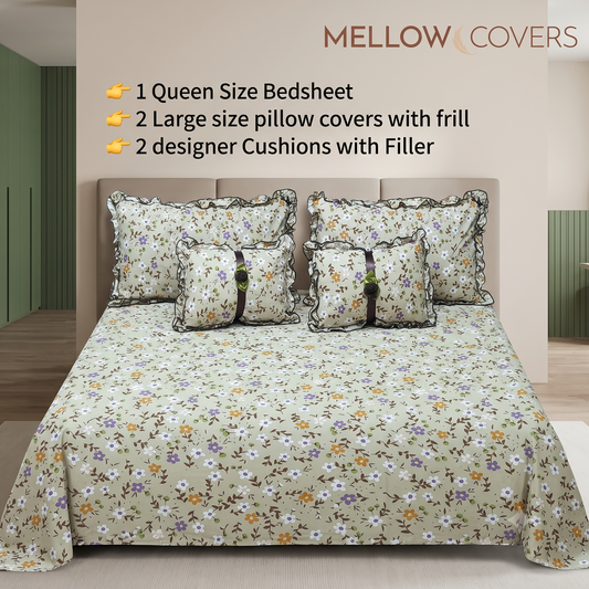 Floral 5-Piece Bedding Set - Gray Flower