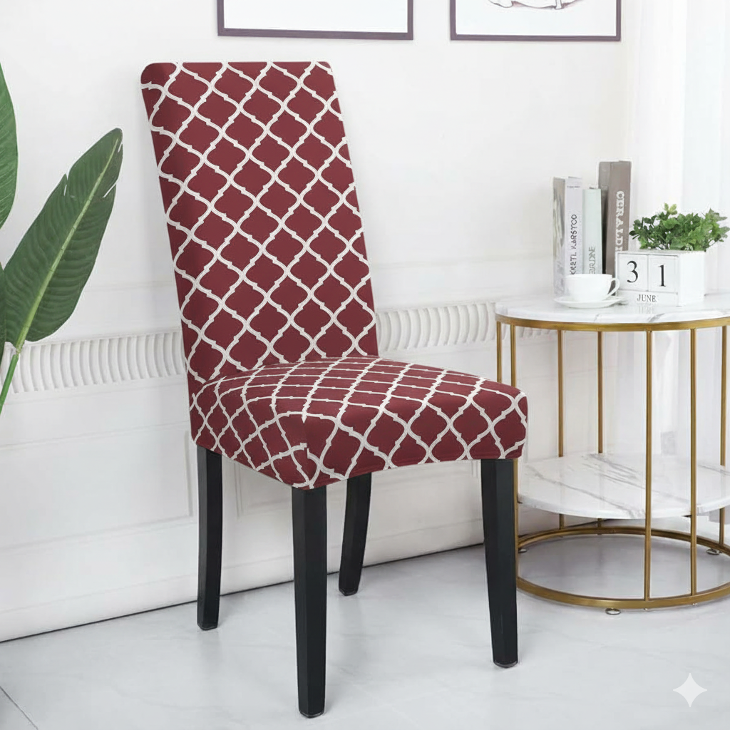 Red Diamond Printed Chair Cover