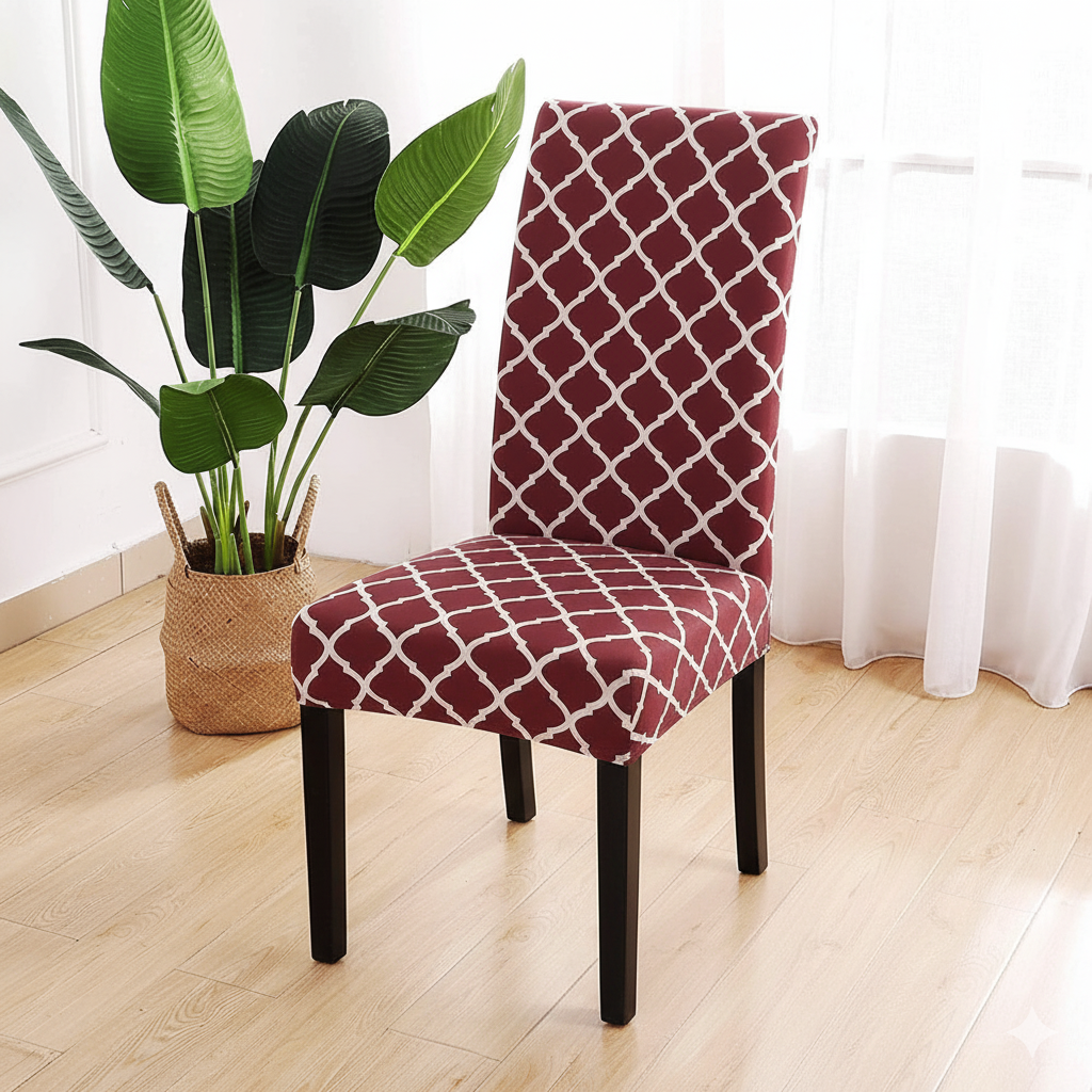 Red Diamond Printed Chair Cover