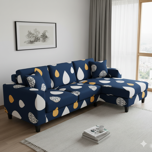 L Shape MellowCovers Water Mark Strechable Sofa Cover