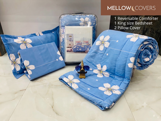 4-Piece Double Bed Comforter Set - Blue