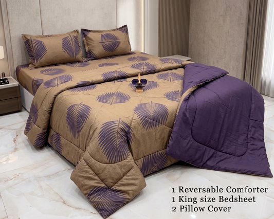 4-Piece Double Bed Comforter Set - Khaki