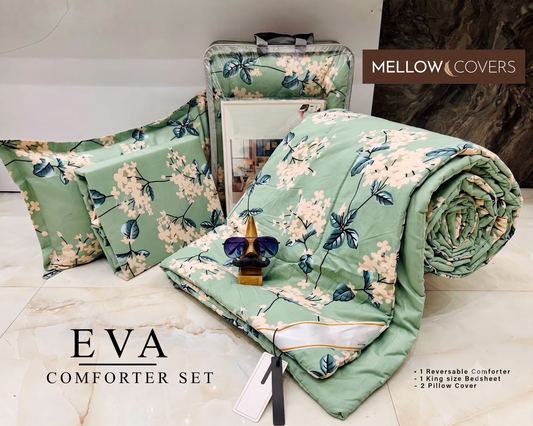 4-Piece Double Bed Comforter Set - Sea Green