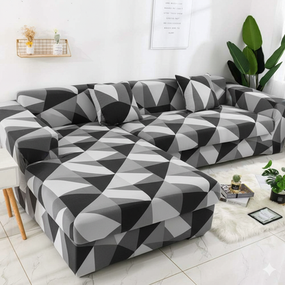 L shape MellowCovers Black Multi Strechable Sofa Cover