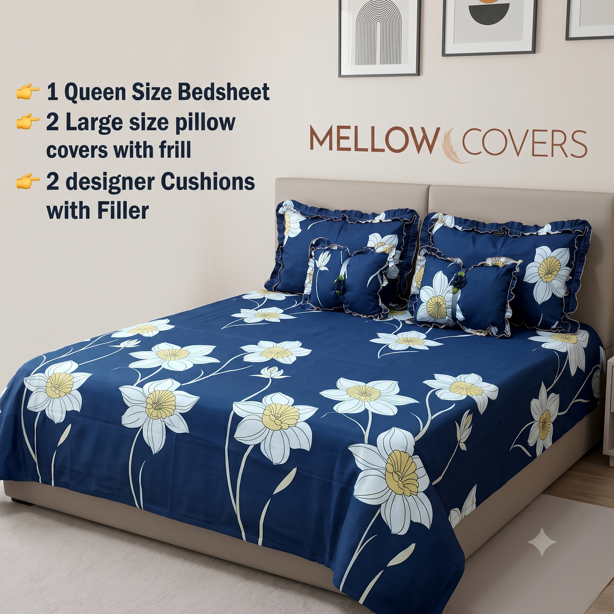 Floral 5-Piece Bedding Set - Blue