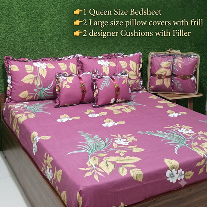 Floral 5-Piece Bedding Set - Pink