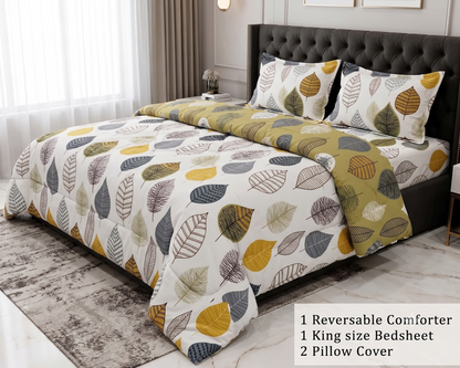 4-Piece Double Bed Comforter Set - White