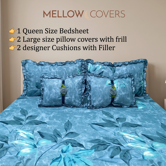 Floral 5-Piece Bedding Set - Teal