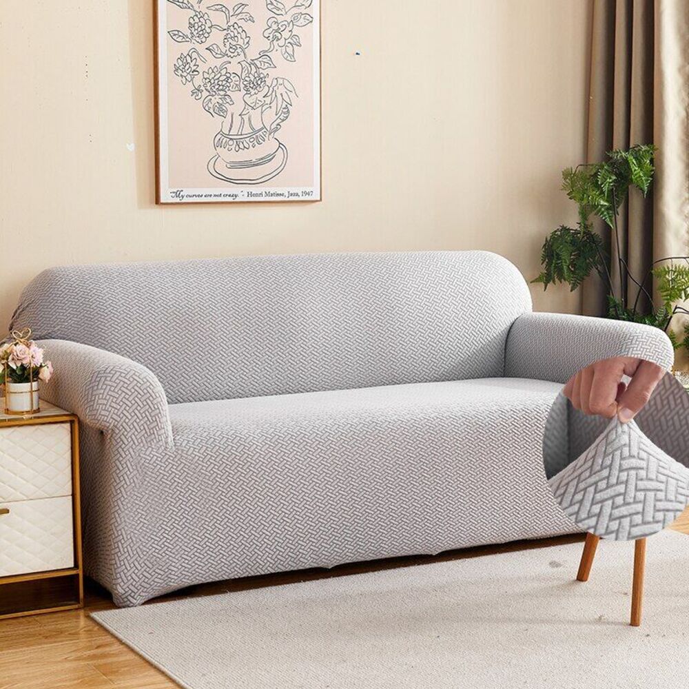 2025 L Shape Polar Fleece Sofa Cover : Grey
