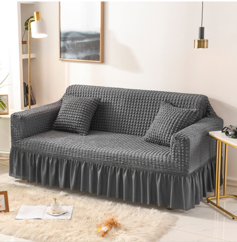 Turkish Bubble Frill Sofa Covers : Dark Grey