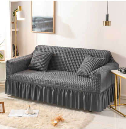 Turkish Bubble Frill Sofa Covers : Dark Grey