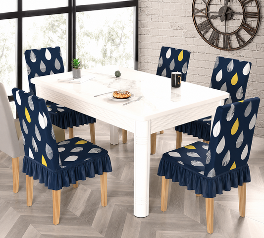 Water Mark Printed Chair Cover with Frills