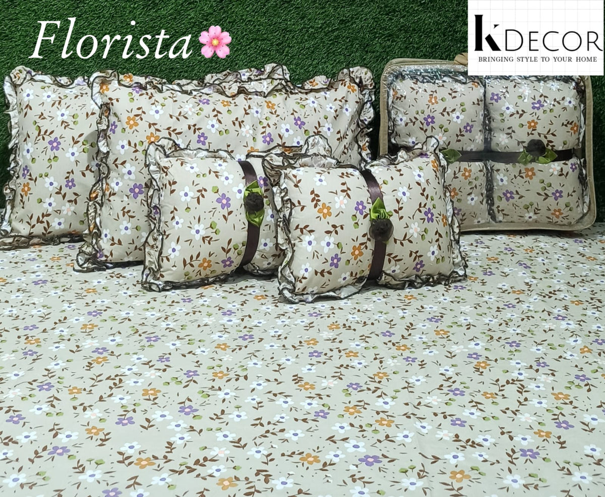 Floral 5-Piece Bedding Set - Gray Flower