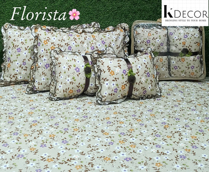 Floral 5-Piece Bedding Set - Gray Flower