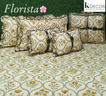 Floral 5-Piece Bedding Set - Cream