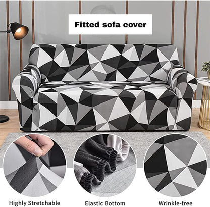 L shape MellowCovers Black Multi Strechable Sofa Cover