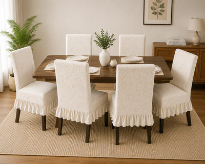 Designer Jacquard Chair Cover with Frills