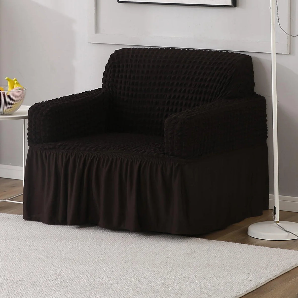 2025 Turkish Bubble Frill Sofa Covers : Black