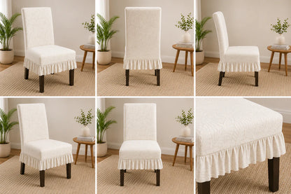 Designer Jacquard Chair Cover with Frills
