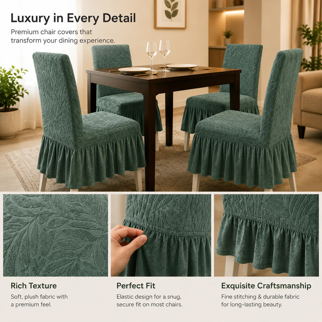 Mellow Covers Elegant Jacquard Dining Chair Cover