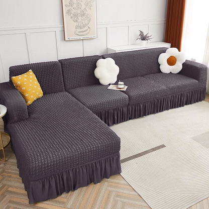 Turkish Bubble Frill Sofa Covers : Dark Grey