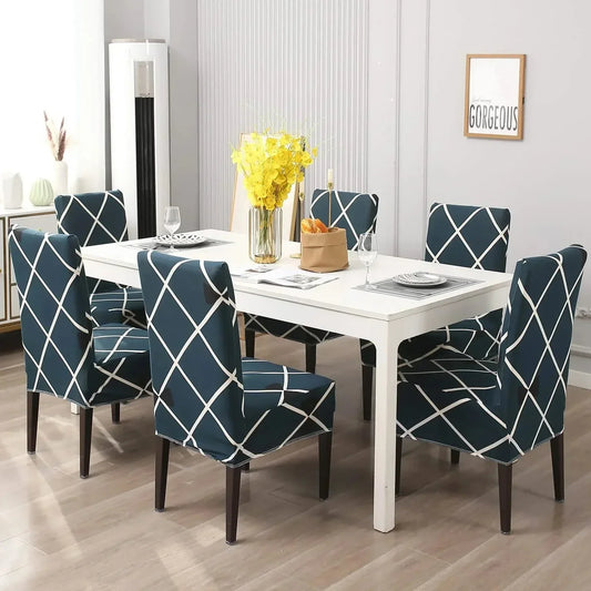 Cross Blue Printed Chair Cover