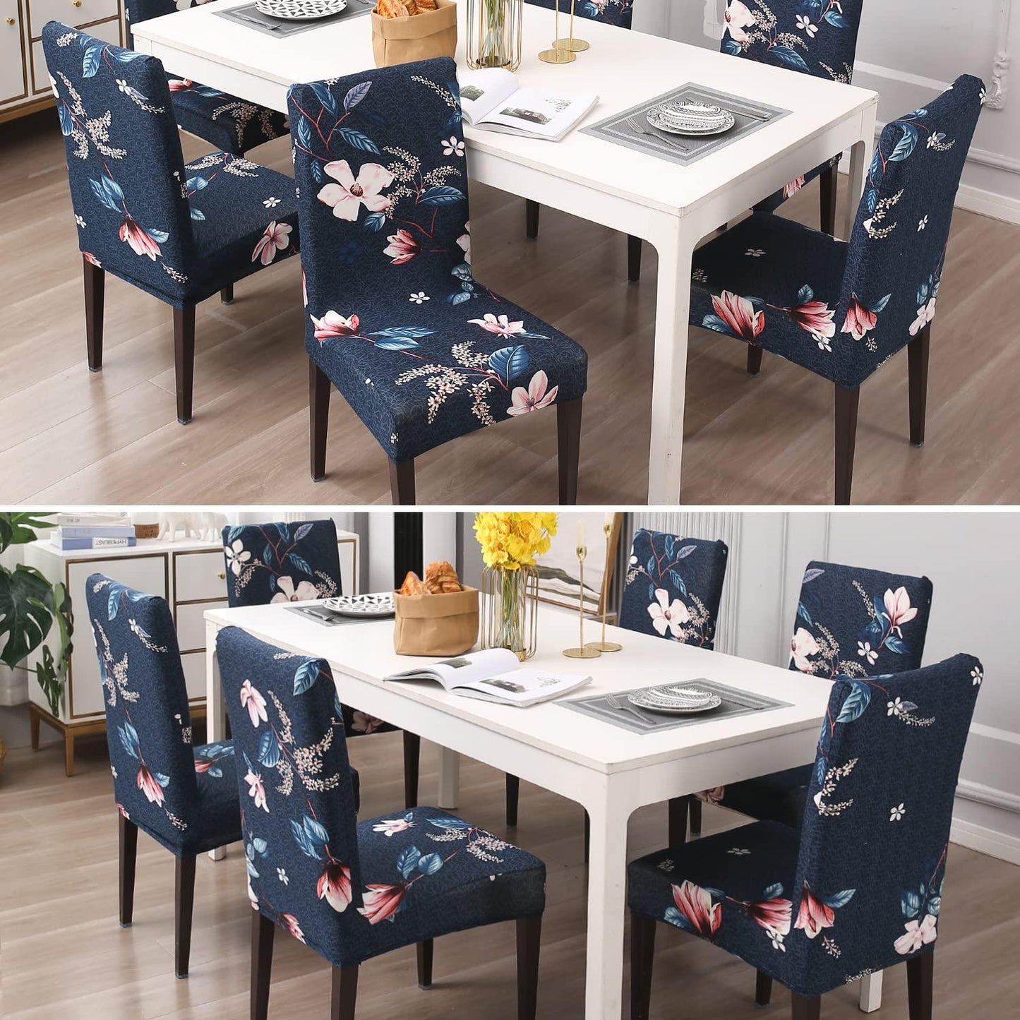 Lotus Blue Printed Chair Cover