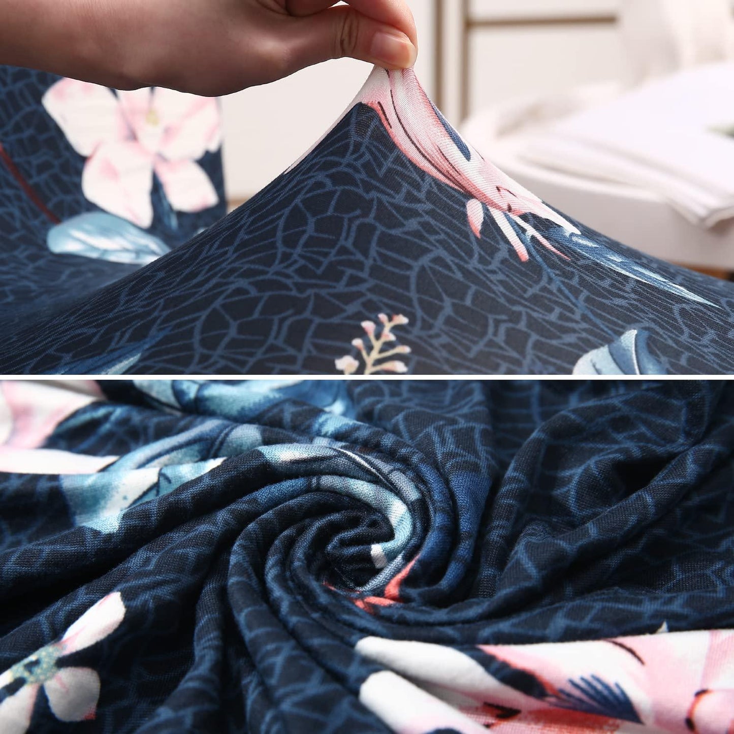 Lotus Blue Printed Chair Cover