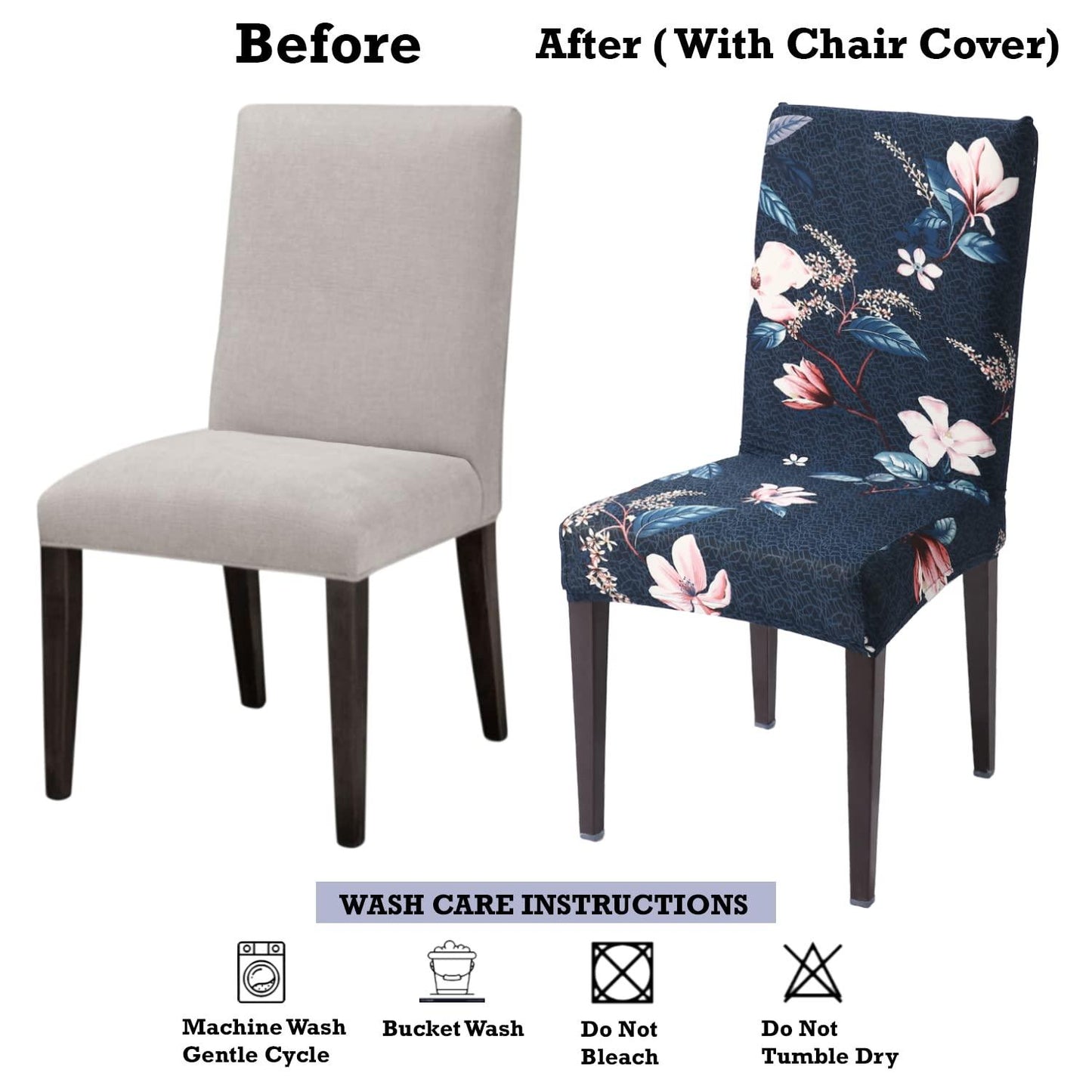 Lotus Blue Printed Chair Cover