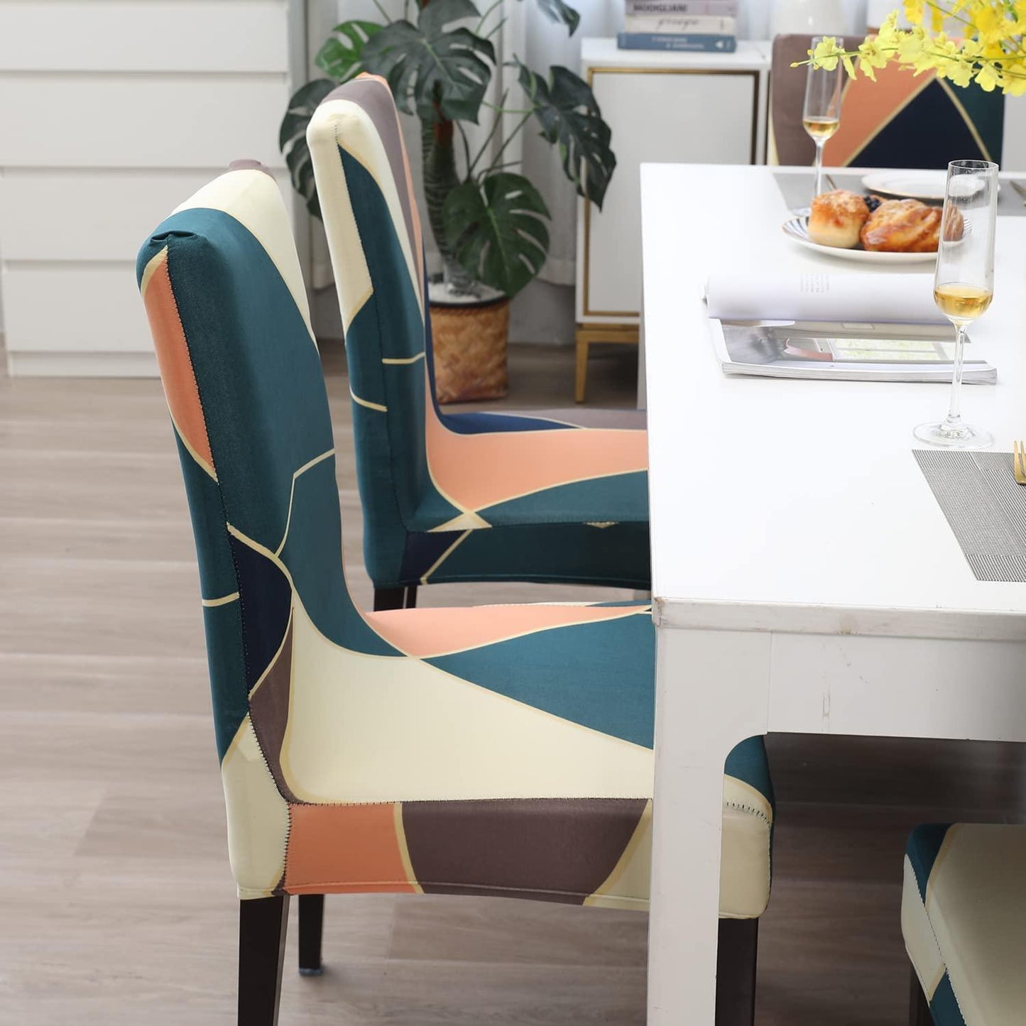 Peach Prism Printed Chair Cover